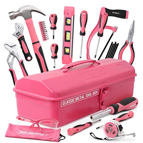 Hi-Spec Retro Pink Rosa Werkzeugkiste mit einer vielzahl von Werkzeugen die jede...